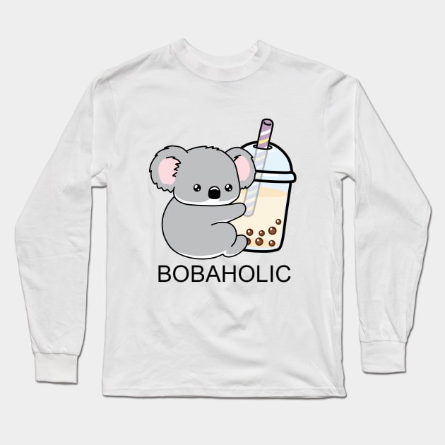 Little Bobaholic Koala Loves Boba! Long Sleeve T-Shirt by SirBobalot